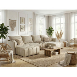 Canapé panoramique convertible réversible coffre en velours Louka