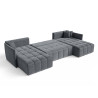 Canapé panoramique convertible réversible coffre en velours Louka