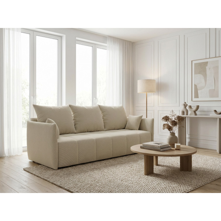 Canapé droit convertible 3 places en tissu Louka