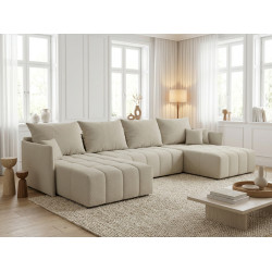 Canapé panoramique convertible réversible coffre en tissu Louka