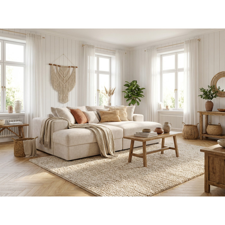 Canapé droit fixe 3 places en tissu Lumy