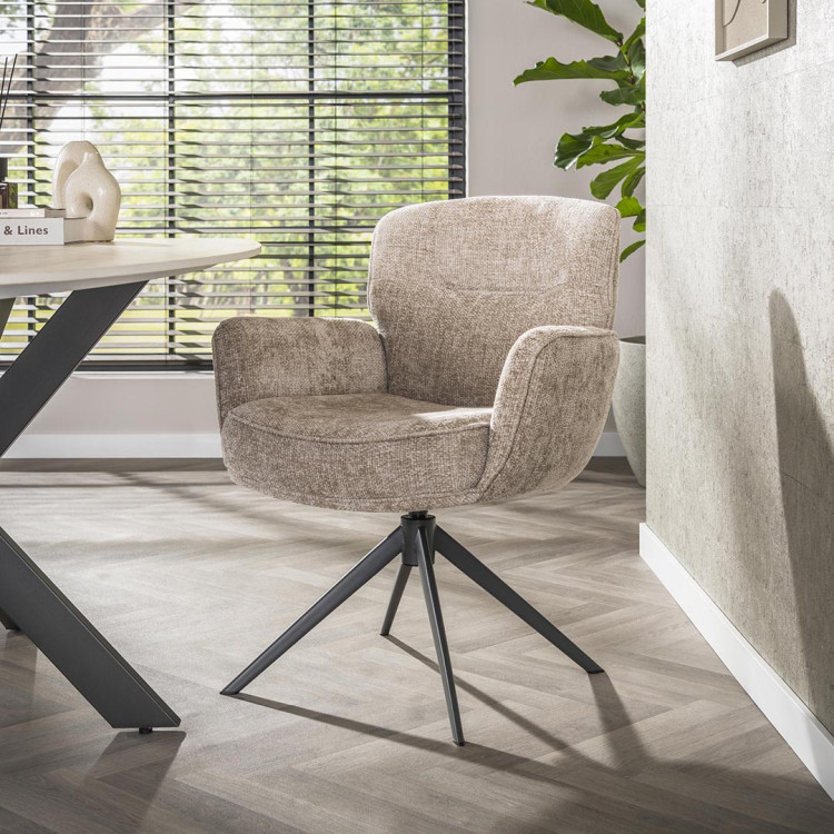 Chaise de salle manger pivotante en tissu chenille Zaya