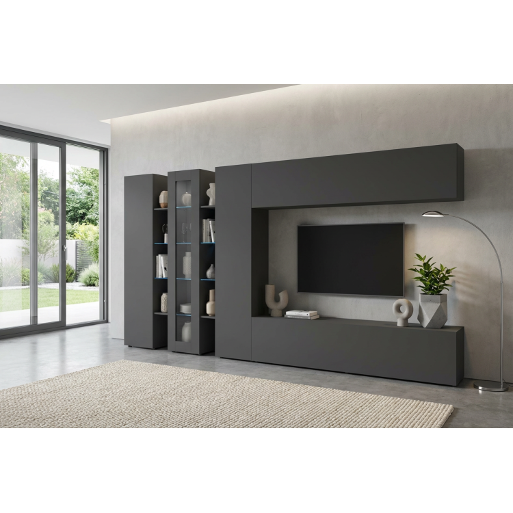 Ensemble TV mural moderne 340 cm anthracite mat Maroussia