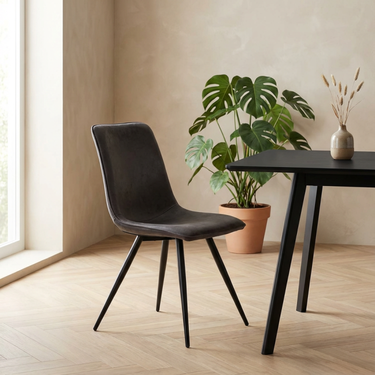 Chaise de salle à manger moderne en tissu gris Marthe