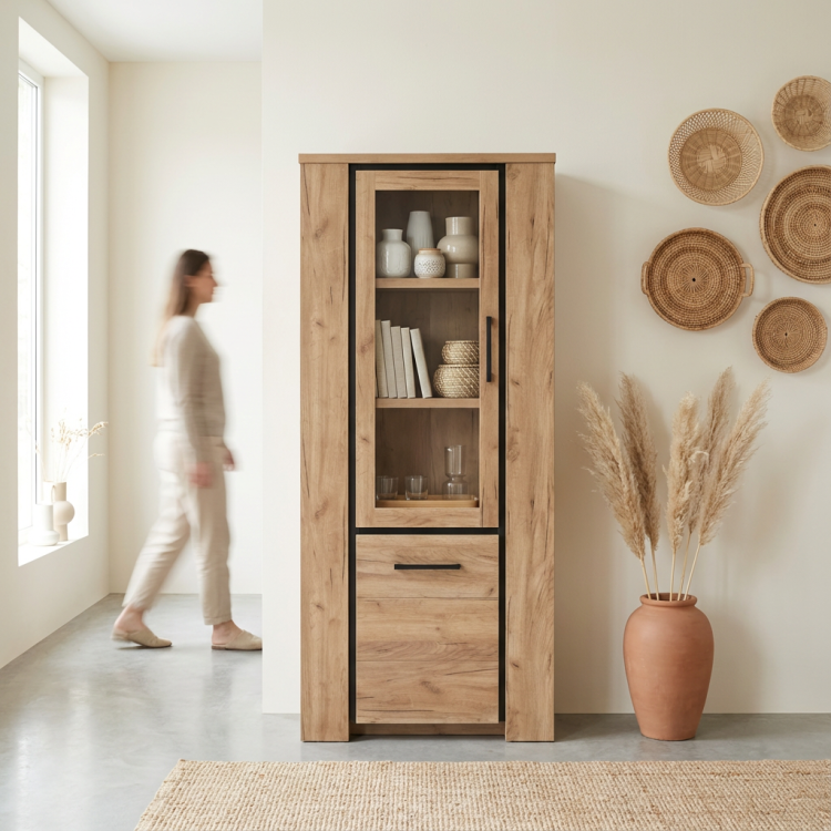 Vitrine contemporaine chêne français Barbara
