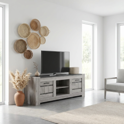 Meuble TV contemporain coloris chêne gris Talisman