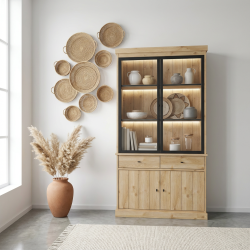 Vaisselier/argentier contemporain 124 cm chêne clair Valeria