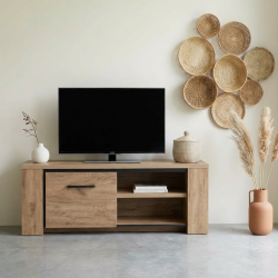 Meuble TV contemporain 145 cm chêne français Barbara