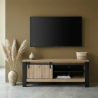 Meuble TV industriel 150 cm chêne/noir Simeo