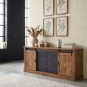 Buffet/bahut industriel coloris acacia/noir Eliot