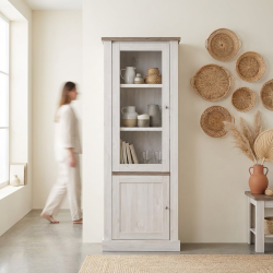 Vitrine contemporaine chêne blanc/marron Maxime