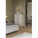 Commode haute contemporaine 5 tiroirs ch&ecirc;ne clair Lolita