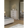 Commode haute contemporaine 5 tiroirs chêne clair Lolita