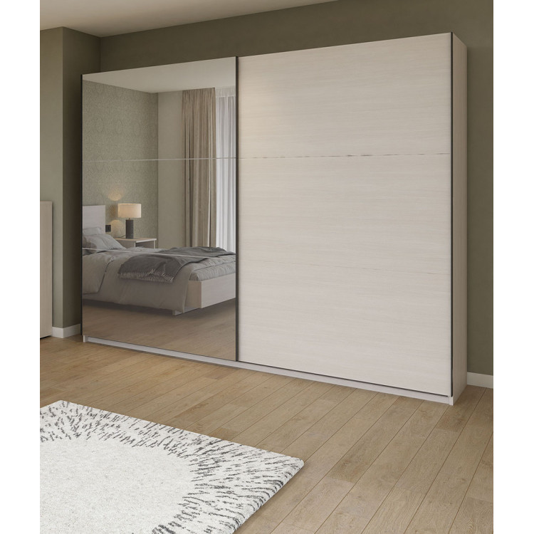 Armoire adulte contemporaine portes coulissantes chêne clair Lolita