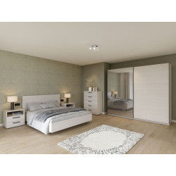 Chambre adulte complète contemporaine chêne clair Lolita