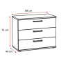 Commode contemporaine 3 tiroirs chêne clair Lolita