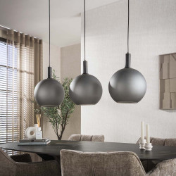 Suspension moderne 3 lampes en verre sablé gris Frosty