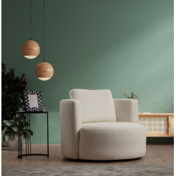 Fauteuil moderne en tissu crème Atlas