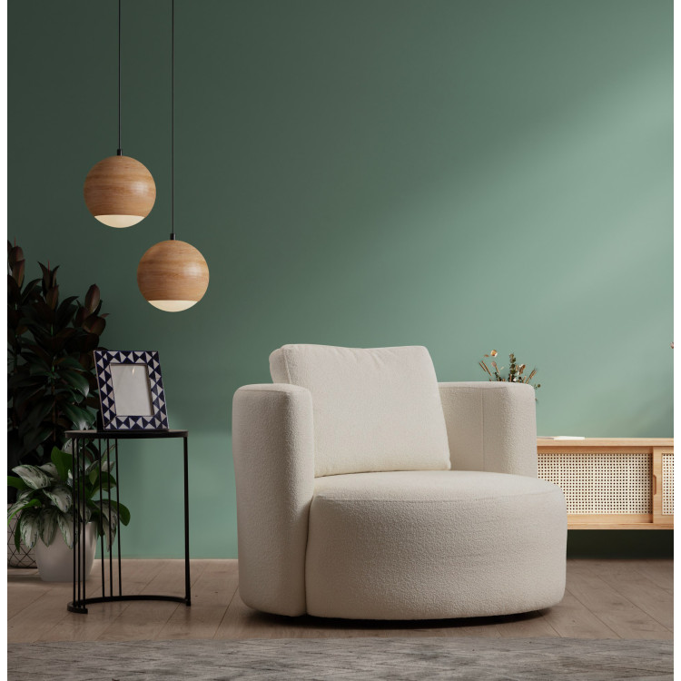 Fauteuil moderne en tissu crème Atlas