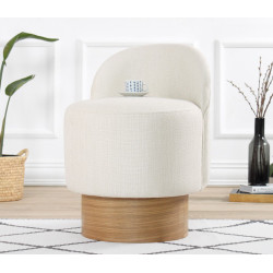 Pouf rond moderne en tissu Blanca