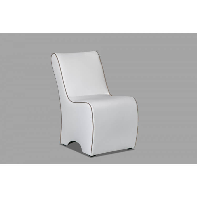 Fauteuil design en PU blanc/taupe Fidusa