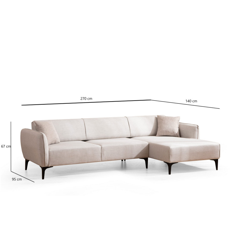 Canapé d'angle moderne en tissu blanc Bellara