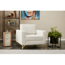 Fauteuil moderne en tissu crème Paula