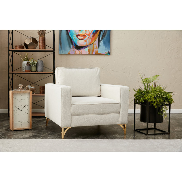 Fauteuil moderne en tissu crème Paula