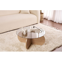 Table basse ronde moderne Ø 75 cm en verre Alina