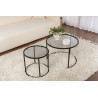 Lot de 2 tables basses rondes modernes métal et verre Astonia