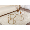 Lot de 2 tables basses rondes modernes métal et verre Astonia