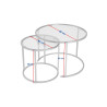 Lot de 2 tables basses rondes modernes métal et verre Astonia