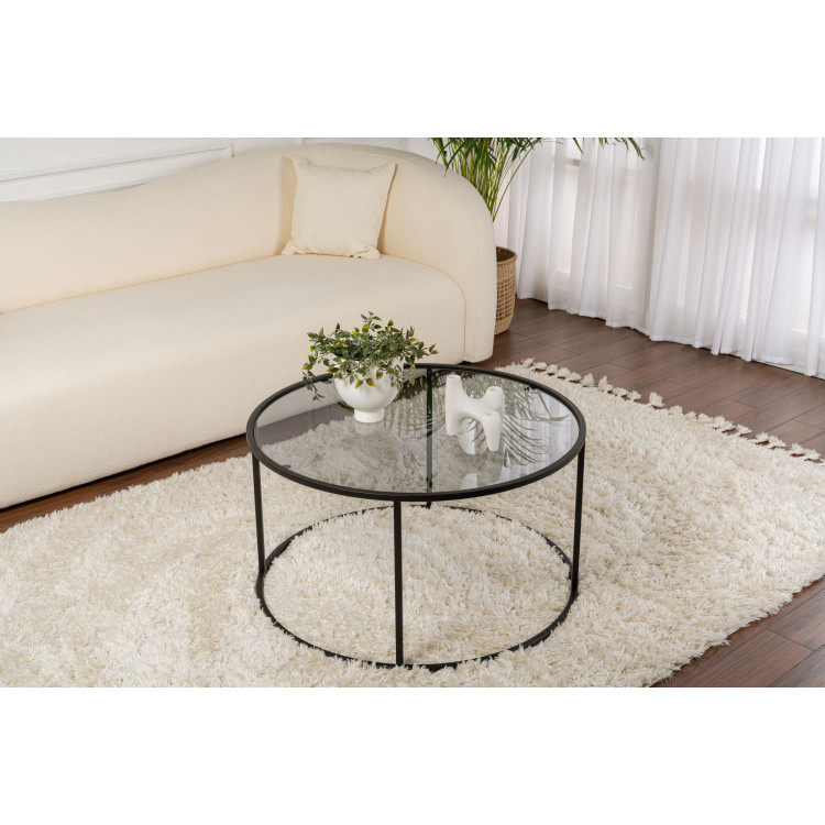 Table basse ronde moderne Ø 80 cm en verre Astonia