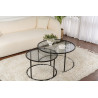 Lot de 2 tables basses rondes modernes en verre Astonia