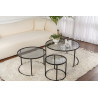 Lot de 3 tables basses rondes modernes en verre Astonia
