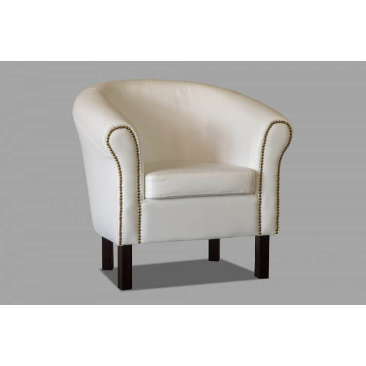 Fauteuil cabriolet en PU coloris blanc Grazia