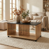 Table basse rectangulaire moderne mobile chêne/noir Bert