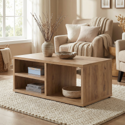 Table basse contemporaine avec rangement chêne français Barbara