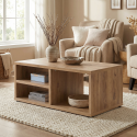 Table basse contemporaine avec rangement ch&ecirc;ne fran&ccedil;ais Barbara