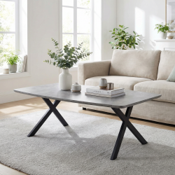 Table basse contemporaine en MDF avec piétement en acier Hamlet