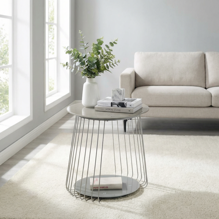 Table basse moderne en verre Ø 50 cm Zelda