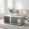 Table basse rectangulaire moderne mobile blanc/béton Bert