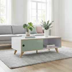 Table basse scandinave blanc/vert Hermine