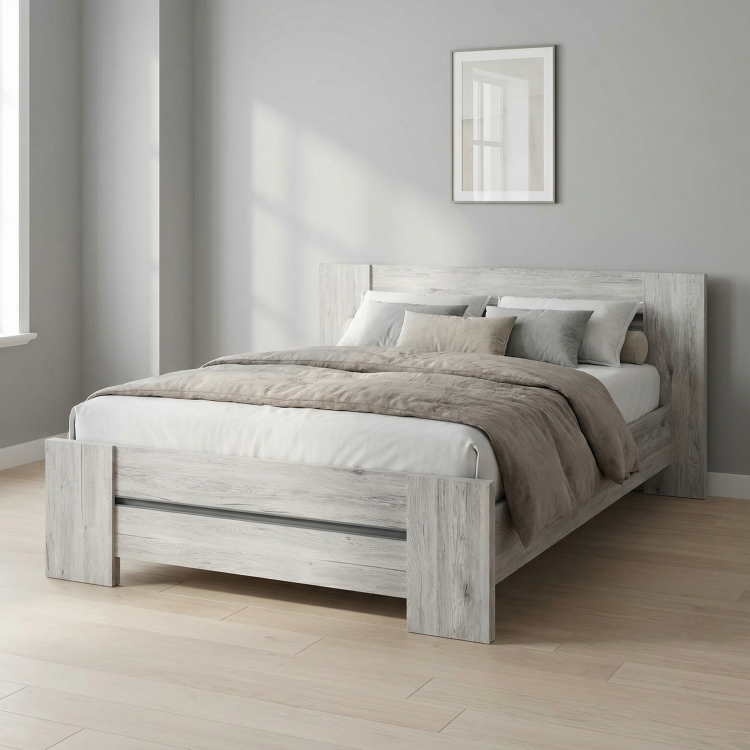 Lit adulte contemporain chêne clair Amandine