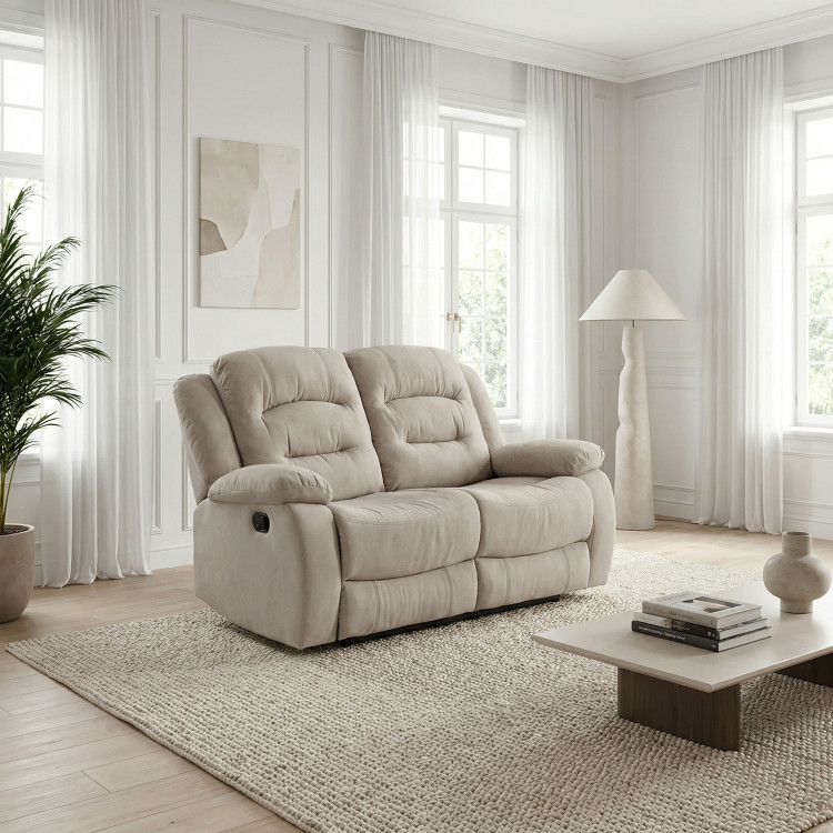 Canapé droit de relaxation manuel 2 places en tissu beige Pretoria