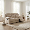 Canapé droit de relaxation manuel 3 places en tissu beige Pretoria