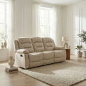 Canap&eacute; droit de relaxation manuel 3 places en tissu beige Pretoria