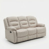 Canapé droit de relaxation manuel 3 places en tissu beige Pretoria