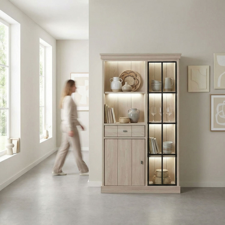 Vitrine contemporaine coloris orme naturel Vaucluse II