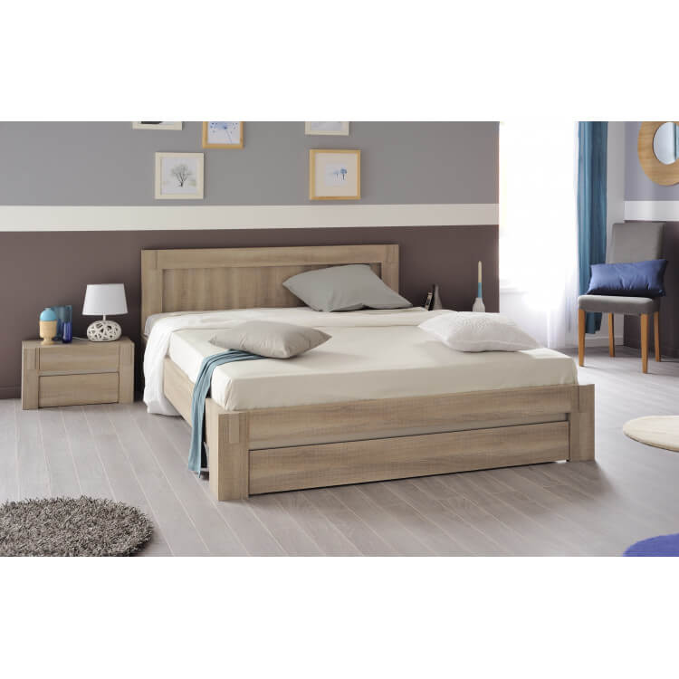 Lit adulte contemporain chêne clair Salamandre